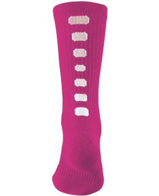 Augusta Sportswear 6091 Colorblocked Crew Socks in Power pink/ white