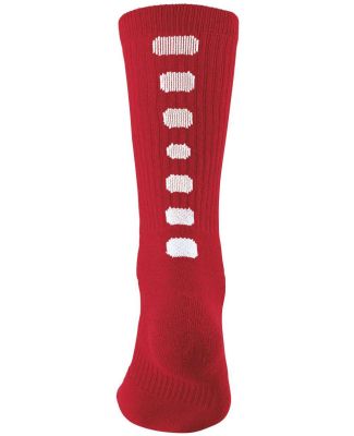 Augusta Sportswear 6091 Colorblocked Crew Socks in Red/ white