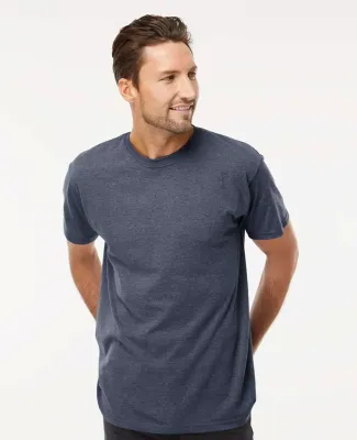 M&O Knits 4800 Gold Soft Touch T-Shirt in Heather navy