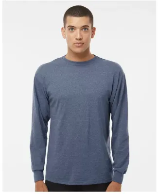 M&O Knits 4820 Gold Soft Touch Long Sleeve T-Shirt in Heather navy
