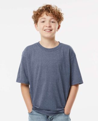 M&O Knits 4850 Youth Gold Soft Touch T-Shirt in Heather navy