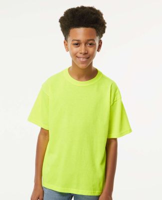M&O Knits 4850 Youth Gold Soft Touch T-Shirt in Safety green