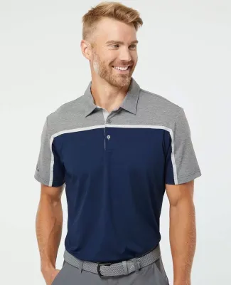 Adidas Golf Clothing A512 Ultimate Colorblock Polo Collegiate Navy/ Grey Two/ Grey Five Melange