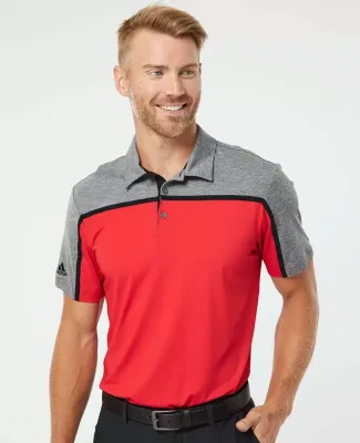 Adidas Golf Clothing A512 Ultimate Colorblock Polo Collegiate Red/ Black/ Grey Five Melange