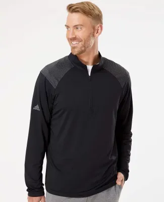 Adidas Golf Clothing A520 Shoulder Stripe Quarter- Black