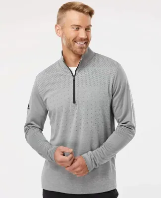 Adidas Golf Clothing A522 Heather Block Print Quar Grey Three Melange/ Black
