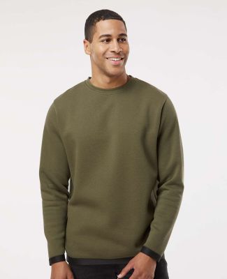 LA T 6789 Adult Statement Fleece Crew Sweatshirt in Military green/black
