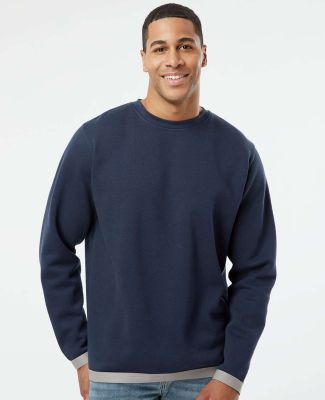 LA T 6789 Adult Statement Fleece Crew Sweatshirt in Navy/titanium
