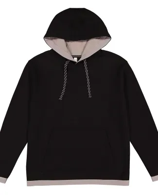 LA T 6996 Adult Statement Fleece Pullover Hoodie BLACK/ TITANIUM