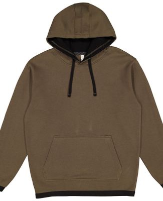 LA T 6996 Adult Statement Fleece Pullover Hoodie MILTARY GRN/ BLK