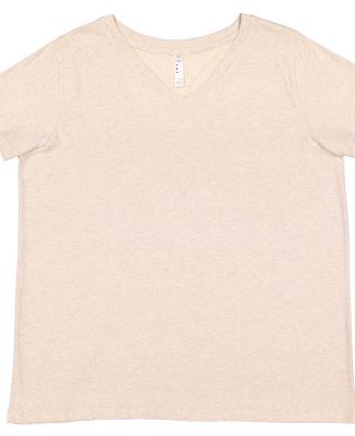 LA T 3817 Ladies' Curvy V-Neck Fine Jersey T-Shirt in Natural heather