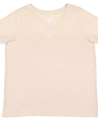 LA T 3817 Ladies' Curvy V-Neck Fine Jersey T-Shirt in Natural heather