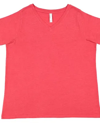 LA T 3817 Ladies' Curvy V-Neck Fine Jersey T-Shirt in Vintage red