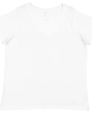 LA T 3817 Ladies' Curvy V-Neck Fine Jersey T-Shirt in Blended white