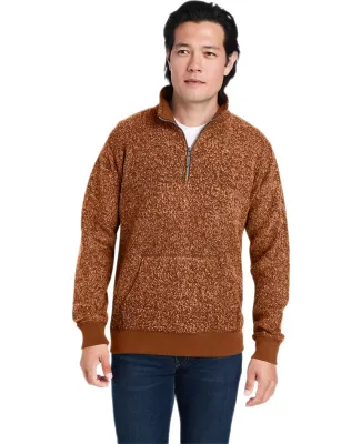 J America 8713 Aspen Fleece Quarter-Zip Sweatshirt Rust Speck
