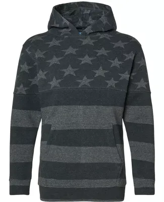 J America 8880 Youth Triblend Fleece Hooded Sweats in Black stars & stripes triblend