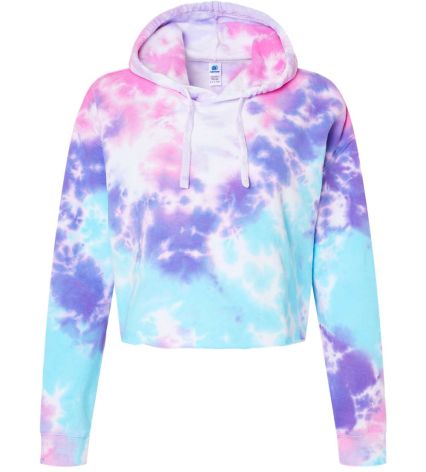 Tie-Dye CD8333 Ladies' Cropped Hooded Sweatshirt in Cotton candy