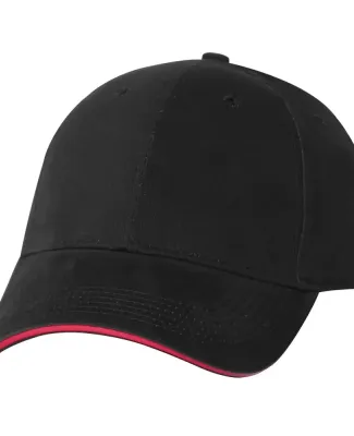 Bayside Apparel 3621 USA-Made Brushed Twill Cap Black/ Red