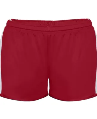 Alleson Athletic 7274 Women's Stride Shorts Red/ White