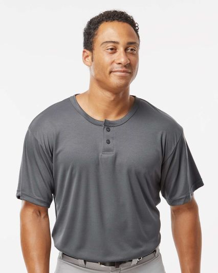 Alleson Athletic 7930 B-Core Placket Jersey in Graphite