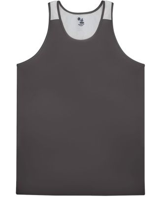 Alleson Athletic 8668 Ventback Singlet in Graphite/ white
