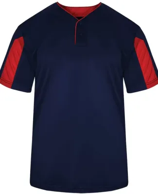 Alleson Athletic 2976 Youth Striker Placket in Navy/ red