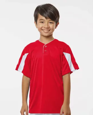 Alleson Athletic 2976 Youth Striker Placket in Red/ white