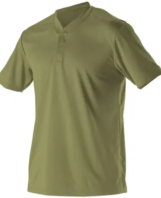 Alleson Athletic 522MM Baseball Two Button Henley  Army Green