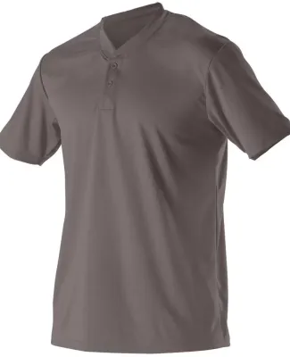 Alleson Athletic 522MM Baseball Two Button Henley  Charcoal