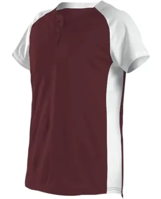 Alleson Athletic 522PDW Women's Two Button Fastpit in Maroon/ white