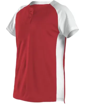 Alleson Athletic 522PDW Women's Two Button Fastpit in Red/ white
