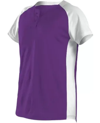 Alleson Athletic 522PDWG Girls' Two Button Fastpit in Purple/ white