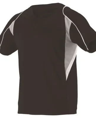 Alleson Athletic 529 Two Button Henley Baseball Je Black/ Grey/ White
