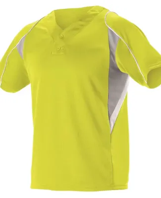 Alleson Athletic 529 Two Button Henley Baseball Je Electric Yellow/ Grey/ White