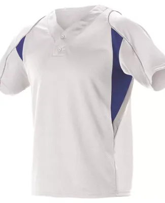 Alleson Athletic 529 Two Button Henley Baseball Je White/ Royal/ Grey