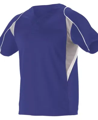 Alleson Athletic 529Y Youth Two Button Henley Base in Royal/ grey/ white