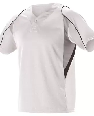 Alleson Athletic 529Y Youth Two Button Henley Base in White/ grey/ black