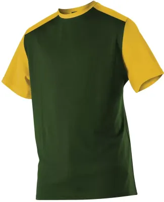 Alleson Athletic 532CJ Crewneck Baseball Jersey Forest/ Gold