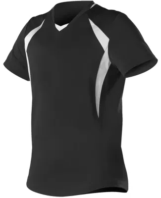 Alleson Athletic 552JG Girls' Short Sleeve Fastpit in Black/ white