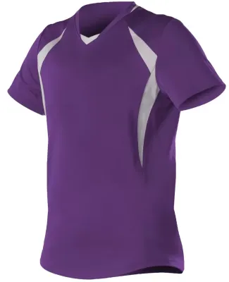 Alleson Athletic 552JG Girls' Short Sleeve Fastpit in Purple/ white