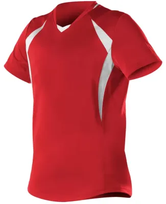 Alleson Athletic 552JG Girls' Short Sleeve Fastpit in Red/ white