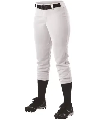 Alleson Athletic 605PBWY Girls' Belt Loop Fast-Pit White