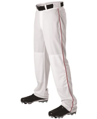 Alleson Athletic 605WLB Baseball Pants With Braid in White/ red