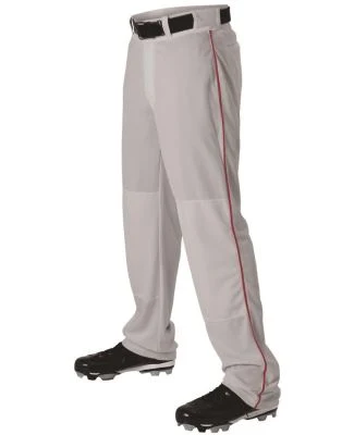Alleson Athletic 605WLB Baseball Pants With Braid in Grey/ red