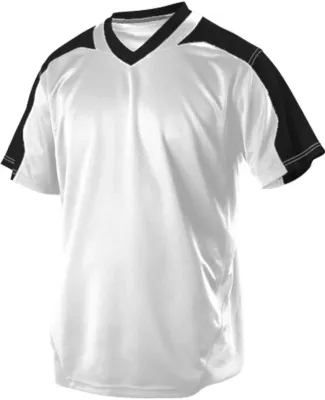 Alleson Athletic 521VNY Youth V-Neck Baseball Jers in White/ black