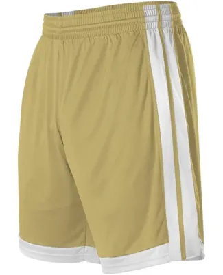 Alleson Athletic 538P Single Ply Basketball Shorts Vegas Gold/ White