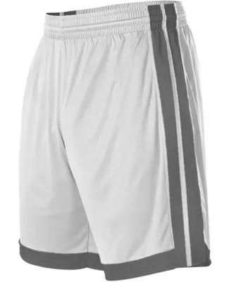 Alleson Athletic 538P Single Ply Basketball Shorts White/ Charcoal