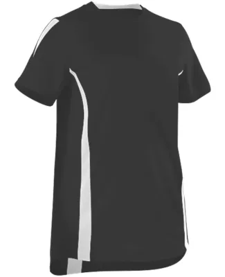 Alleson Athletic 506CAWY Girls' Fast-Pitch Crew Ne in Black/ white