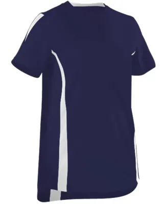 Alleson Athletic 506CAWY Girls' Fast-Pitch Crew Ne in Navy/ white
