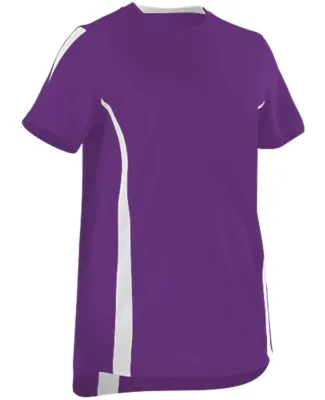 Alleson Athletic 506CAWY Girls' Fast-Pitch Crew Ne in Purple/ white